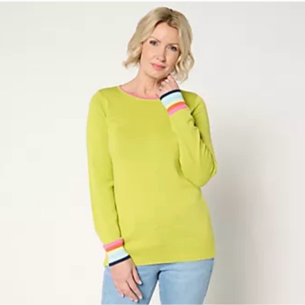 Belle by Kim Gravel Lime Top with Colorful Cuffs